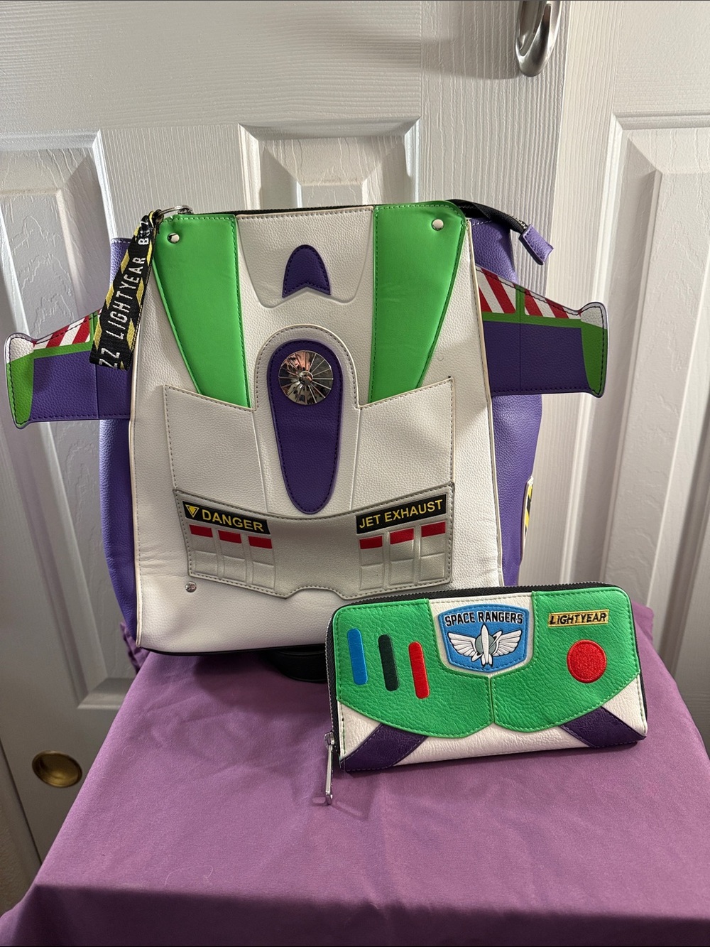 Buzz Lightyear Green & Purple Backpack with Matching Wallet